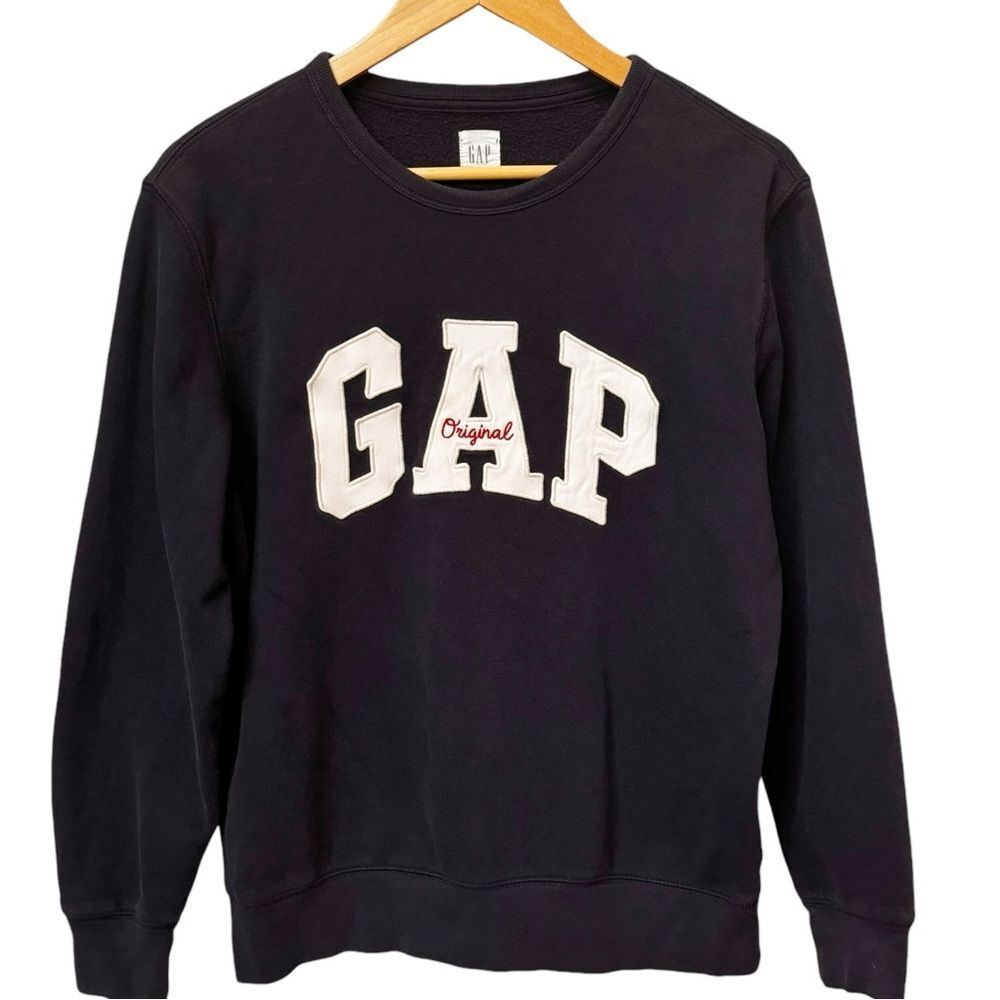 GAP Vintage Long Sleeve Navy Blue Crewneck Pullover Logo Sweatshirt. Small.